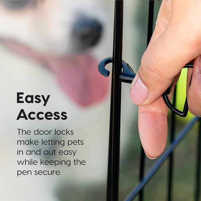 IRIS USA 8-Panel Exercise Pen, Heavy Duty, Black | Indoor Or Outdoor, Foldable Wire Frame, Coated Steel Bars, Durable Wire Design, Folds Flat