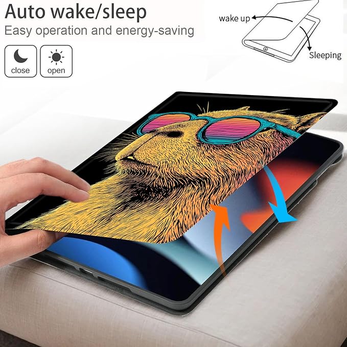 Bxgolkgd Tablet Case for Samsung Galaxy Tab A 10.1 Inch 2019(SM-T510/T515/T517),Shockproof Stand Cover with Heat Dissipation,Auto Wake/Sleep Function,Cute Capybara