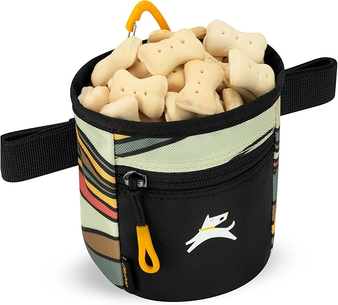 OllyDog, Goodie Treat Bag, Dog Treat Training Pouch | Magnetic Closure | 3 Ways to Wear | Hands-Free Waist Belt | Water-Resistant Recycled Vegan Fabric (Ventura '73)