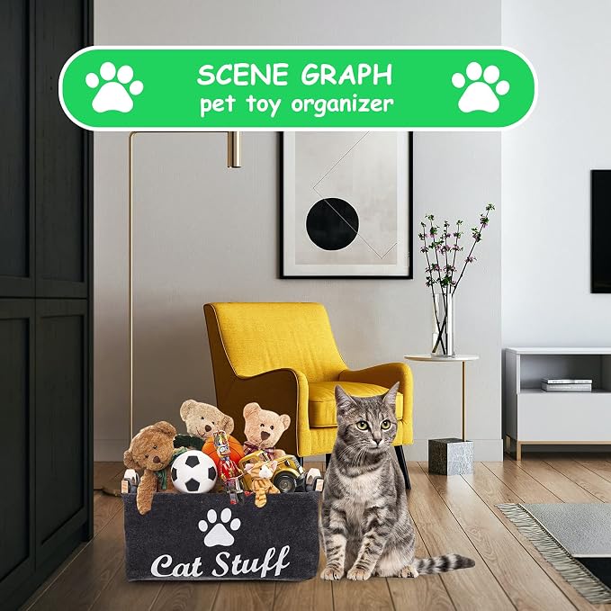 Mipcase Pet Storage Box Puppy Toy Shelf Felt