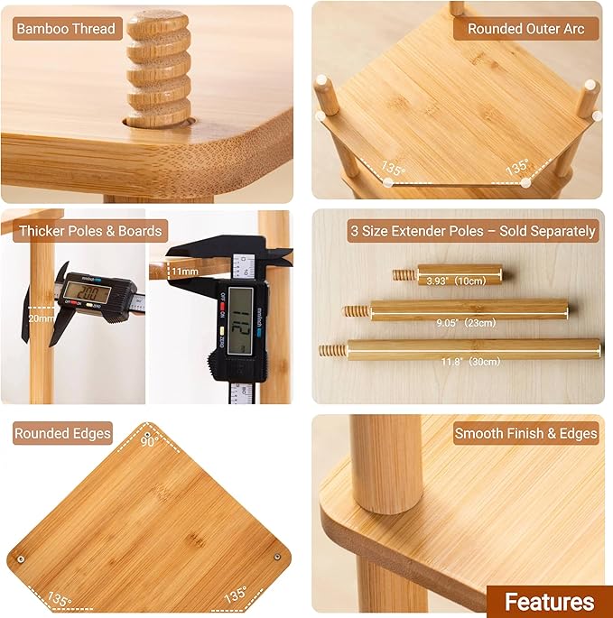 2-Tier Bamboo Corner Shelf,Kitchen Countertop Organizer,Corner Countertop Organizer Shelf, Coffee Bar Organizer,Coffee Bar Accessories,for Kitchen, Pantry, Organizers and Storage
