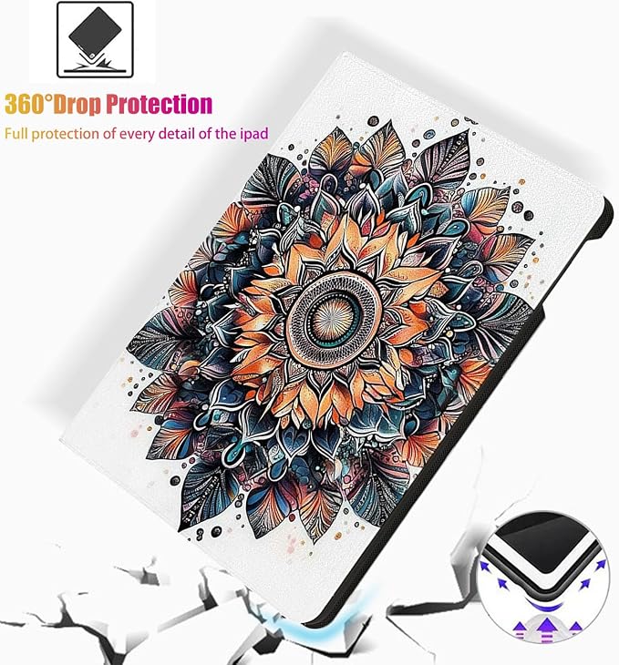 for Microsoft Surface Go 4/3/2/1-10.5" 2021 Tablet Case,Auto Wake/Sleep,Adjustable Stand Protective Cover - Mandala Art