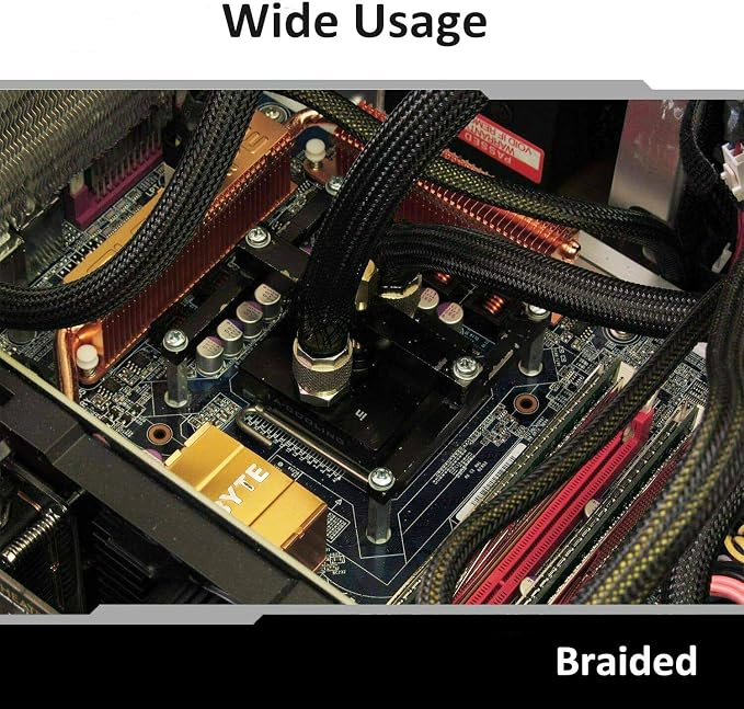 25ft - 3/8 Inch Cable Management Sleeve Protector,Wire Loom PET Expandable Wire Sleeving for Office TV Computer Home Theater Engine Bay Cord Organizer,Protect Cables from Pet Cat Dog Chewing,Black