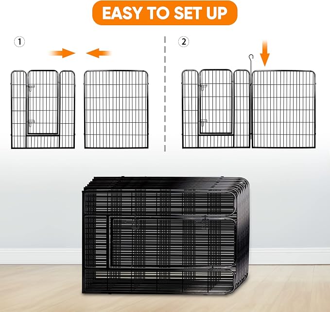 8-Panel Dog Playpen - 40" Height, Indoor/Outdoor, Small to Large Dogs, Puppy Kennel