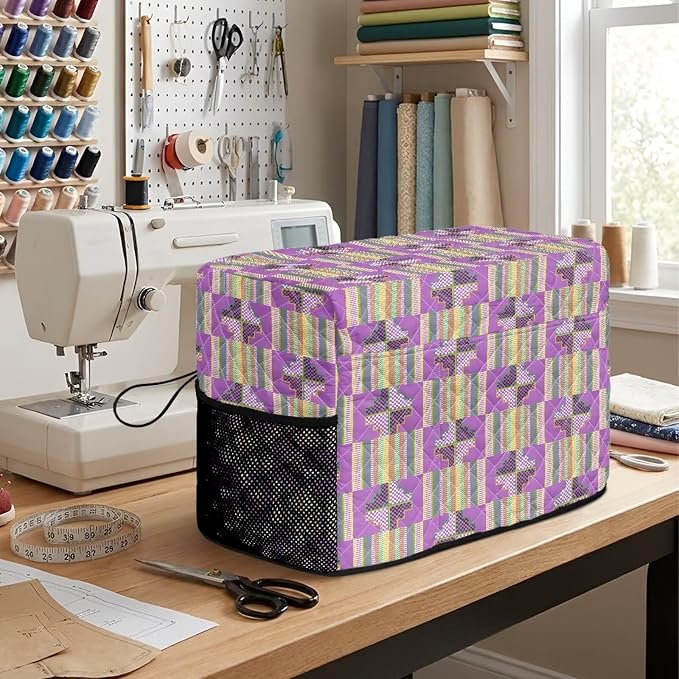 Sewing Machine Cover Polyester Febric Kente Ankara Africa Print | Dust Pet Hair Protection,Quilting Design,Fits Standard Singer,Brother Janome Machines,Protecting Decorating Your Sewing Space