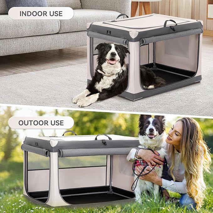 A 4 Pet 36-in Collapsible Soft Dog Crate, Large Dogs, Travel | patented screw frame, Lockable zippers, waterproof base, washable cover, outdoor/indoor/car