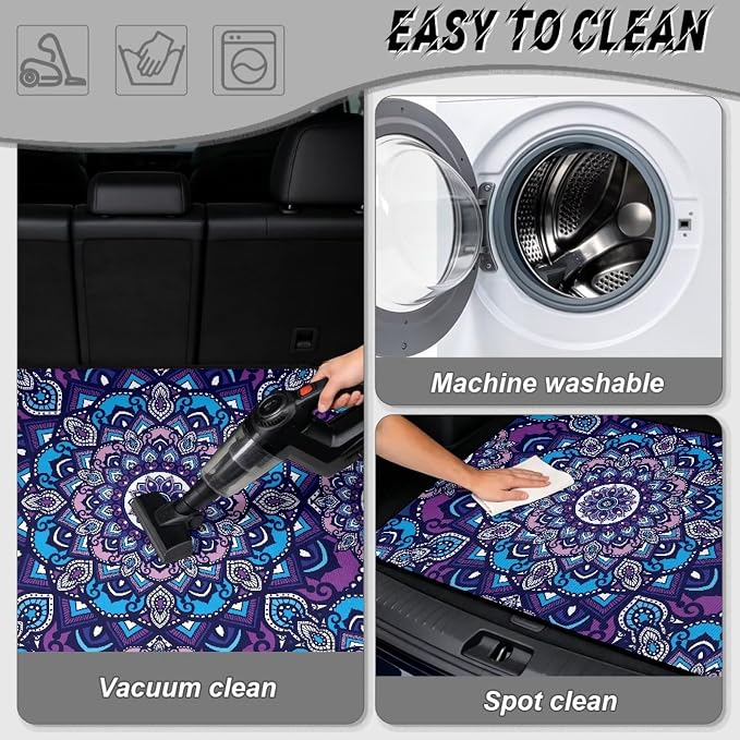 Boho Mandala Print All Weather Trunk Liner 29" x 39", Universal Non Slip Car Trunk Mat for SUV Truck, Washable Durable Pet Friendly Rear Protection Mats