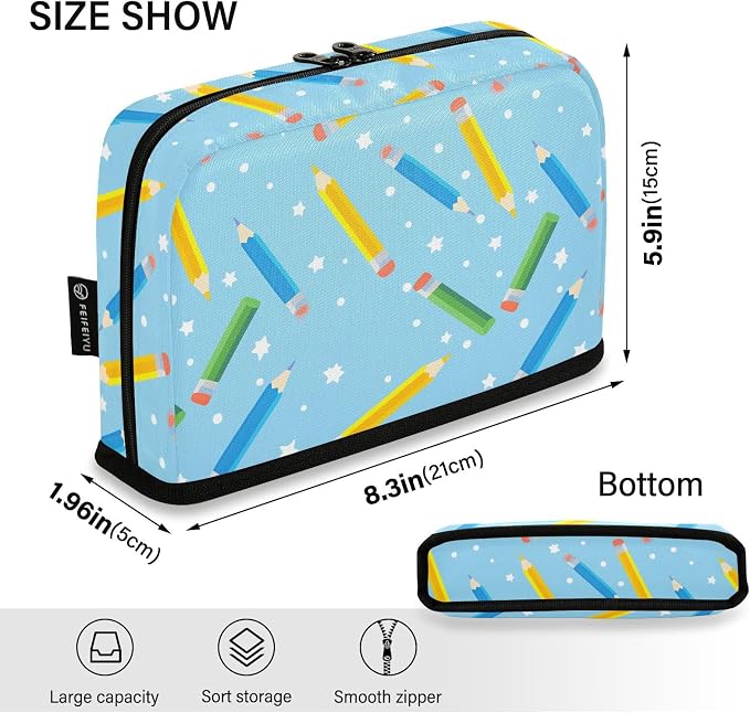 Aslsiy Large Capacity Pencil Case Colorful Pen (4) Pencil Pouch for Boys Girls Portable Pen Bag Organizer Standing Makeup Bag for School Office Supplies