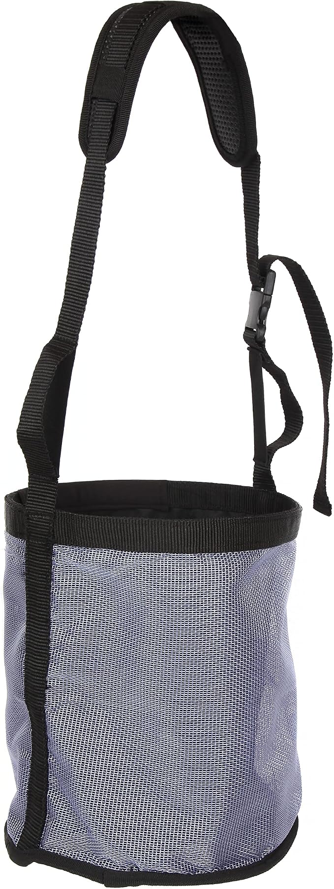 Majestic Ally Horse Feed Bag, Heavy Duty Nylon Mesh Grain Feed Bag, Adjustable Strap with Durable Snap and Elastic Straps, Comfort Neck Pad and Nose Pad- Large (Cob, Dark Gray)