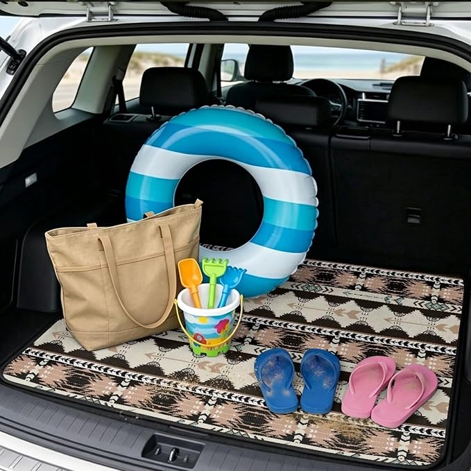 Howilath Ethnic Aztec Tribal Trunk Liners for Cars All Weather Car Cargo Liner Universal Rear Trunk Protection Non-Slip Vehicle Interior Accessories