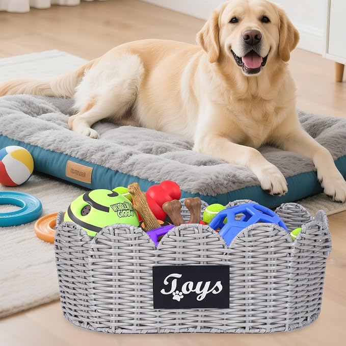 Dog Toy Storage Bin Large Cotton Rope Basket for Dog Toys,2Pack Pet Toy Basket with Handles, Decorative Toys Box Storage Organizer, Pet Toy Organizer for Home and Living Room Organization