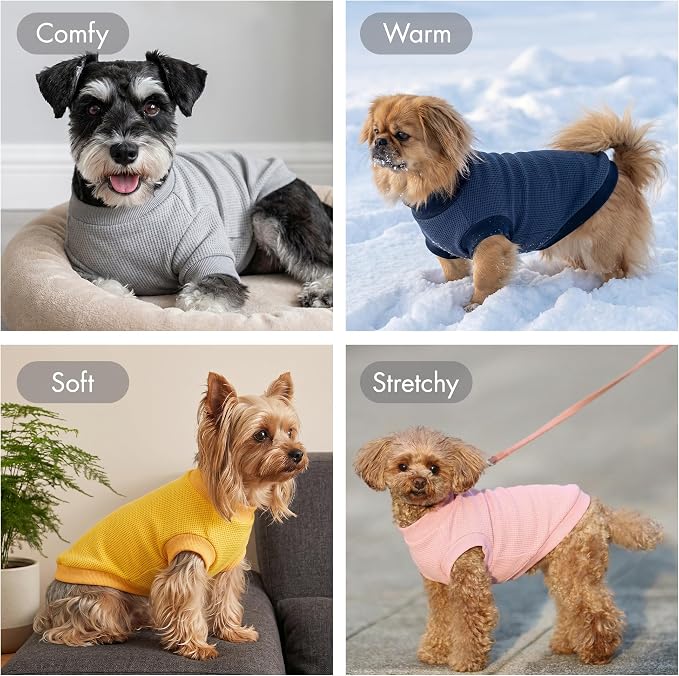 1 Pack Dog Shirt for Small Supplies Functional Waffle Dog Clothes Warm Soft Sweatshirt Outfit for Dogs Cats Pet Apparel