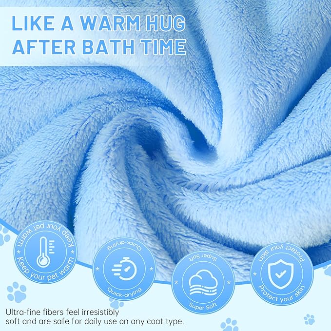 DuckSky 5Pcs Cat Towels Microfiber Pack Bulk, 29.5 x 13.77 inch Quick Drying Absorbent Pet Puppy Towels for Pet Kitten Grooming，Hair Drying Small Puppy Dog，Bathing Shower for pet Hair Dryer Box