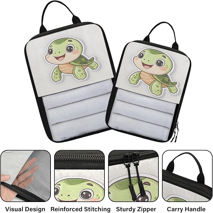 Cute 6 Set Compression Packing Cubes Sea Turtle Expandable Packing Organizer for Travel Accessories Luggage Suitcase Bag