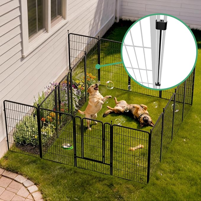 FXW Rollick Dog Playpen with Divider Connectors, 45" H, 16 Panels | Heavy-Duty & Easy setup Play Area, Two-Zone Layout, Indoor & Yard, For Large Dogs, Patented