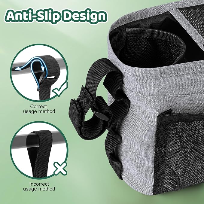 Universal Stroller Caddy with Cup Holder, Stroller Organizer Bag for Travel | Walker Stroller Diaper Bag with Detachable Phone Bag, New Moms Baby Shower Gifts, Accessories Fits for Uppababy, Baby Jogger
