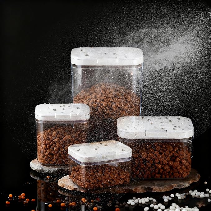 LivLab Mker 25 lb Airtight Dog Food Storage Container with Scoop | Large airtight BPA-free bin with measuring cup keeps up to 25 lb of dry dog or cat food, treats, rice, or flour organized.