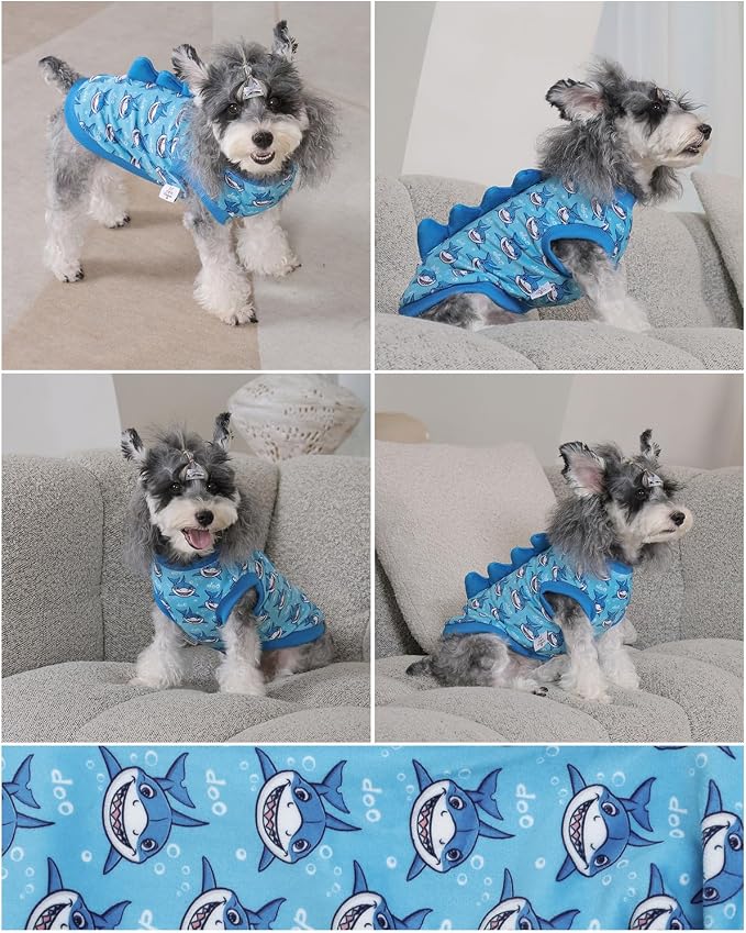 CuteBone Dinosaur Costume Dog Shirt, Stretchy Velvet T-Shirt Clothes for Small Dogs, Soft & Breathable Pet Tee Outfit Cat Apparel for Daily Wear, Cozy Pullover Design Puppy Fashion COSBX04L