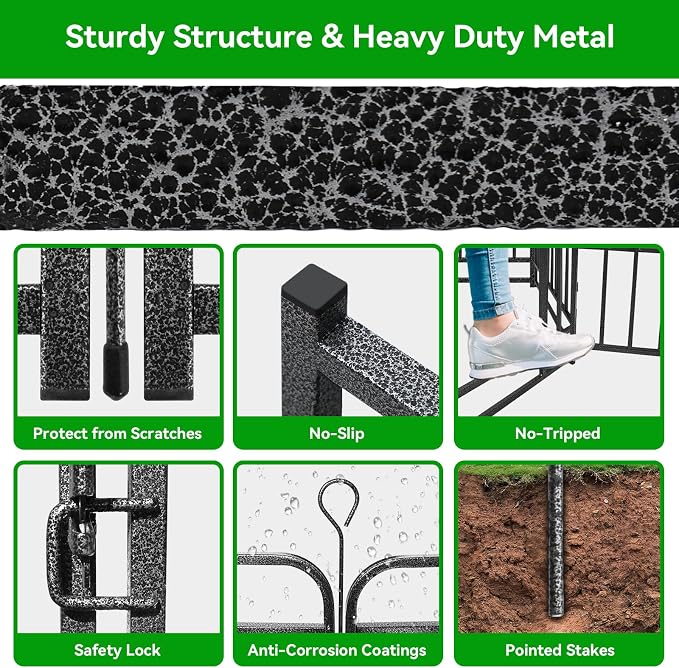 Kfvigoho Heavy Duty Dog Playpen 24 Steel Panels 40" Height | Square Steel Pipe with Reinforced Crossbars, 54FT 227 Sq.ft Portable Dog Fence Outdoor for Yard & RV Camping, Snowy Black