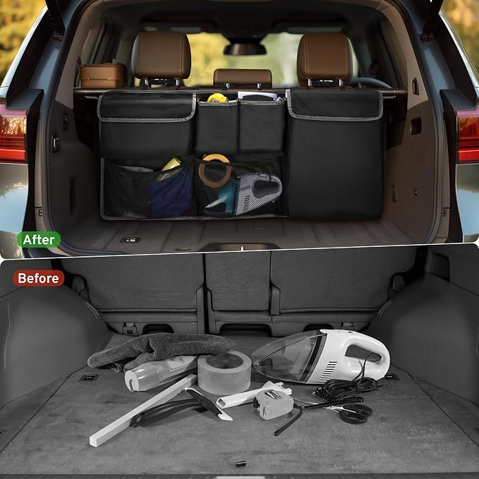 Car Trunk Storage Organizer for Jeep Wrangler JL JK Compass Grand Cherokee | for Cherokee Renegade Wagoneer Patriot Liberty Commander 2/4 Door SUV Accessories Back Seat Hanging Bag 2000-2025 2026