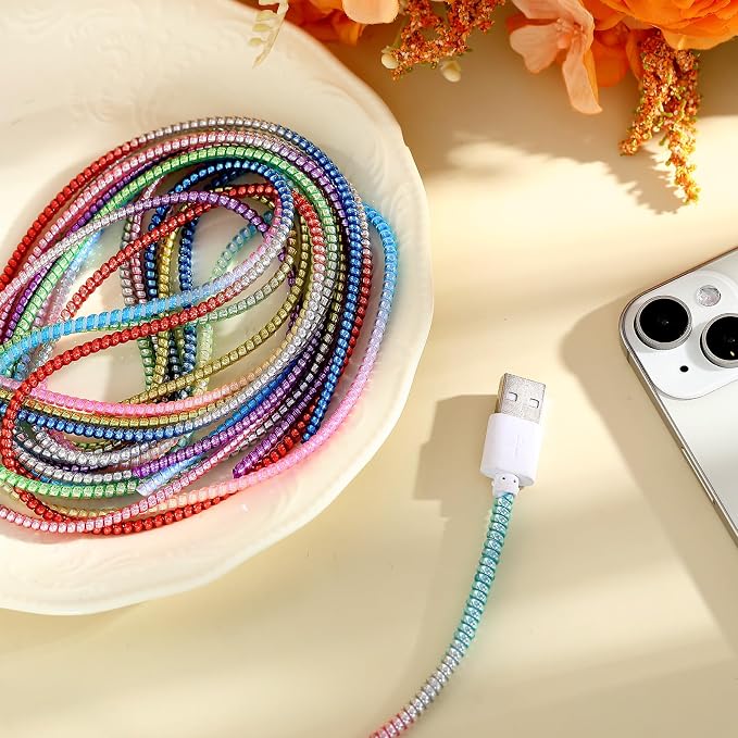 Friends 10 Pcs Cord Protectors from Pets No Chew 43.3'',Mixed Colors | Spiral Cable Protector, Phone Charger Cover, Data Cable Protective Sleeve Chew Proof, USB Wire Cover Stylish, Cat Dog Rabbit