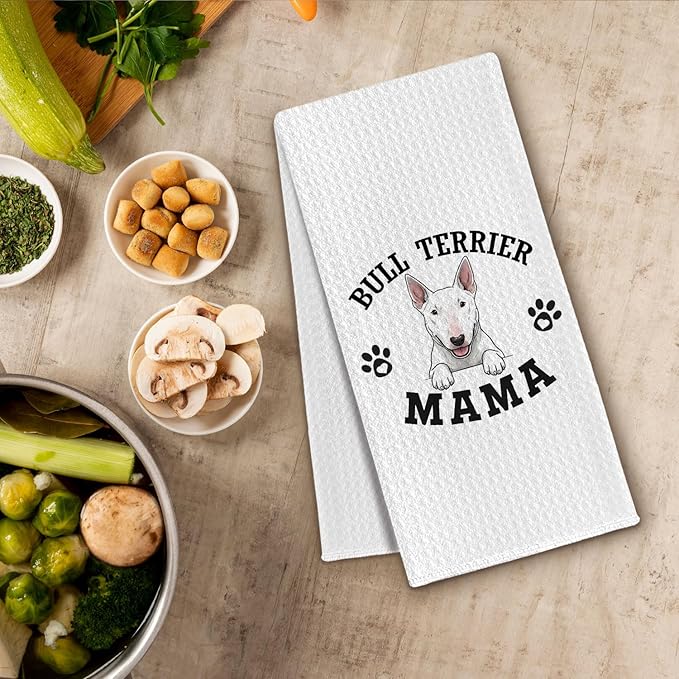 Bull Terrier Kitchen Towels, Dog Mama Bull Terrier Gifts for Women & Dogs Moms, Dog Lover Gifts Decorative Hand Towels for Bathroom, 16x24 Inch