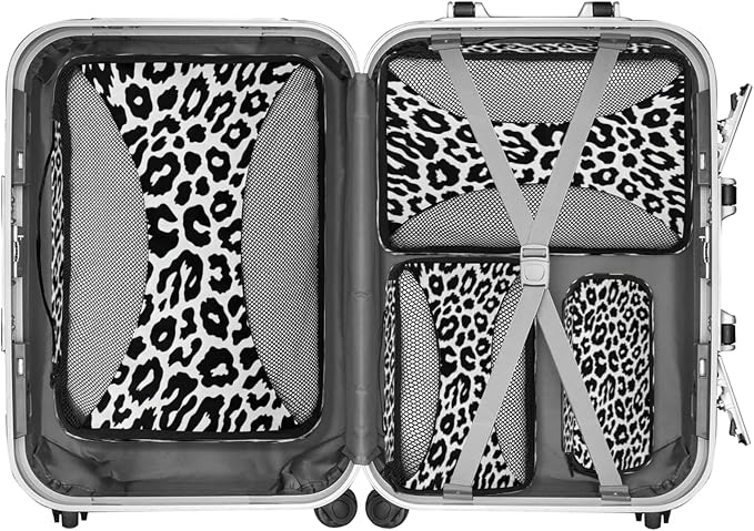 Packing Cubes for Travel, Leopard Textures Travel Luggage Packing Organizers for Women Men, Large Custom Toiletries Bag for Clothes Shoes, Leopard Print
