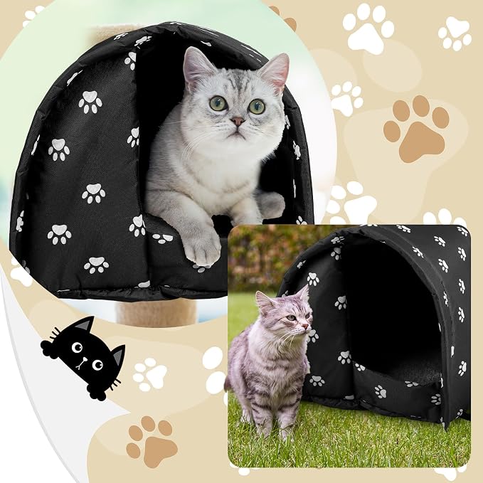 3 Pcs 23.62" x 16.93"x 15.75" Cat Houses for Outdoor Cats Bulk Weatherproof Waterproof Rainproof Foldable Cotton Insulated Feral Dogs Tent Shelter Pet Beds for Warm Outdoor Indoor Garden 2 2kg Kitten