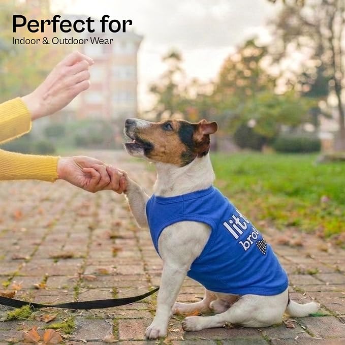 Parisian Pet Dog Shirt – 100% Cotton Shirts for Medium Dogs – Blue Sleeveless Puppy Clothes – Lightweight and Breathable Dog Apparel – Boy Little Brother Dogs Clothes - Stretchy Pet T Shirts