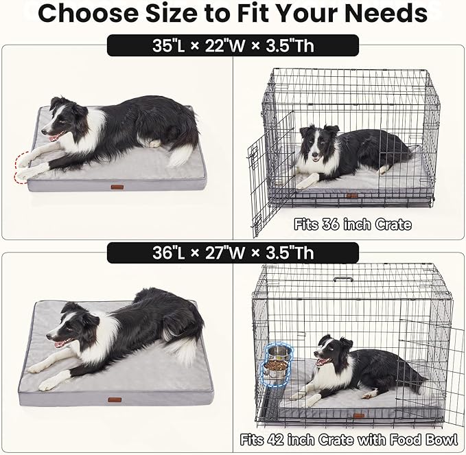 OhGeni Orthopedic Waterproof Med Large Dog Bed, Memory Foam, 36 inch(Gray) | Machine-Washable Removable Cover in Easy-Clean Fabric, Reversible Memory Foam & Easy-Carry Handle, Wider and Larger