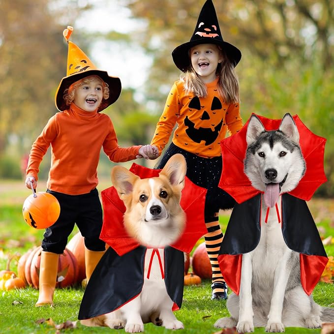 GOYOSWA Dog Halloween Costumes, Dog Vampire Cloak Costume Devil Vampire Cloak Cape Halloween Costumes for Small Medium Large Dogs Pets (Small)