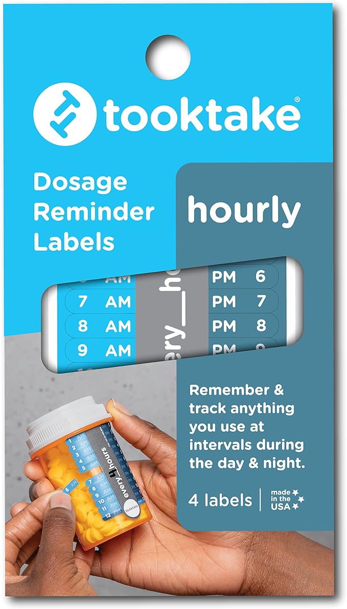 TOOKTAKE Hourly Reminder Stickers - for Medication and Vitamins You take 3 or mire Times a Day in Any Form