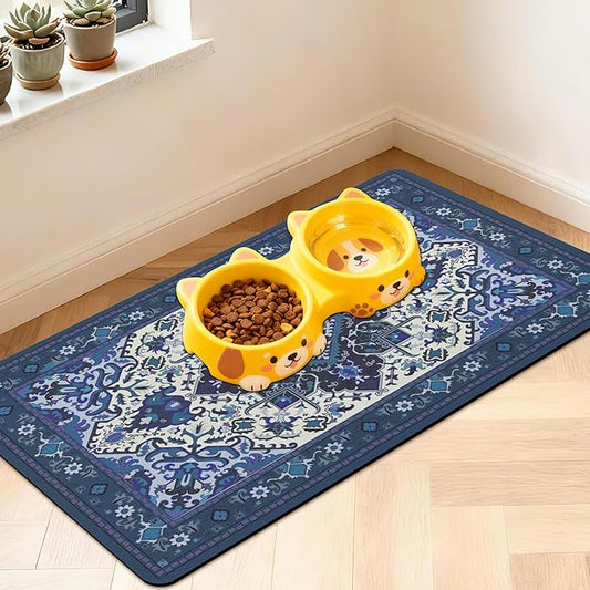 Pet Feeding Mat for Floors Waterproof Dog Mat for Food and Water Absorbent Quick Dry Non Slip mat for Cat Bowls