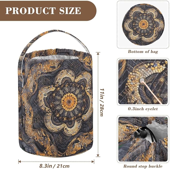 Tatenale Crochet Bag Yarn Bag Knitting Project Bag with Pockets and Handle Portable Yarn Storage Organizer Tangle Free 8.3x11 InchCottonmouth Skin Mandala Dark Purple45