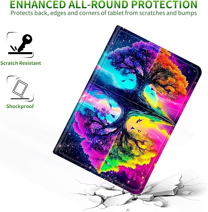 for Samsung Galaxy Tab S6 10.5" 2019 SM-T860/T865/T867 Case | Slim Leather Smart Cover with Multi-Angle Anti-Slip Stand [Auto Wake/Sleep] Shell for Women Men, Purple Green Tree