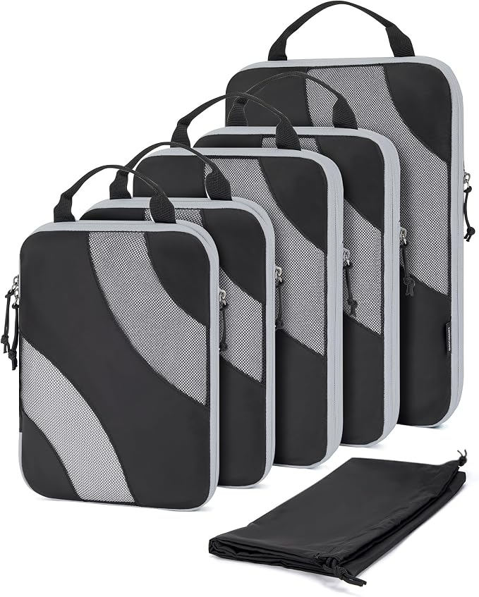 BAGSMART Compression Packing Cubes for Travel | Lightweight suitcase organizers bag set, space-saving double zipper expansion for carry-on luggage & travel organization