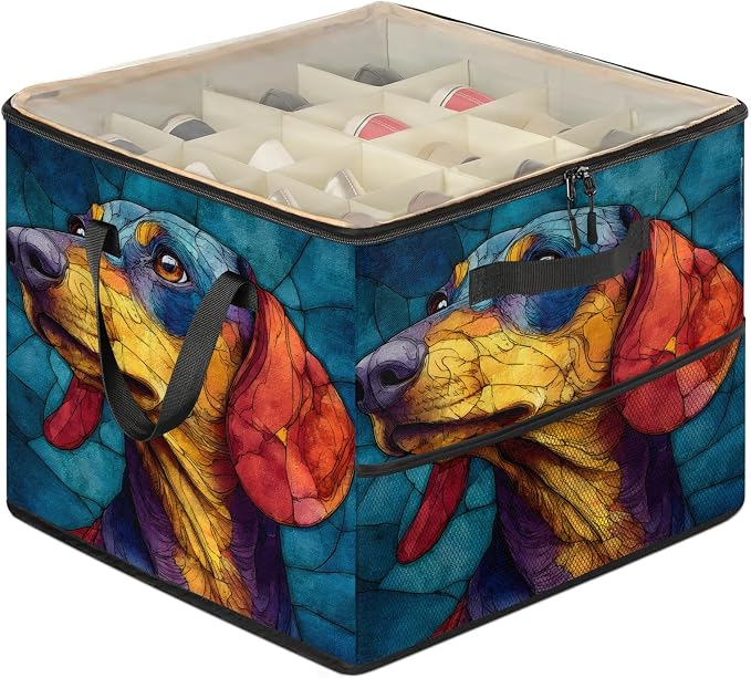 TropicalLife Boho Dog Shoe Organizer for Closet | Foldable Shoe Storage Box Bin 16-32 Pair Shoe Storage for Sneakers, Boots & Heels with Adjustable Dividers, Clear Cover