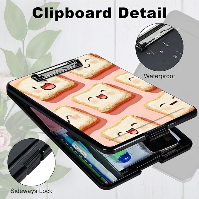 Heavy Duty Storage Clipboard, Slim Nursing Clipboard with Internal Pen Case, Portable File Organizer Case for A4 Letter Size Paper Office Medical Professionals, Pink Sandwich