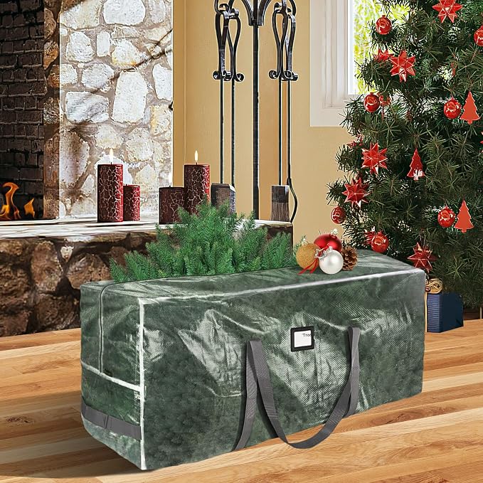 BALEINE 7.5 ft Christmas Tree Storage Bag, Heavy Duty Extra Large Artificial Christmas Tree Bag with Reinforced Handles and Dual Zippers Wide Opening (Transparent, 7.5 ft)