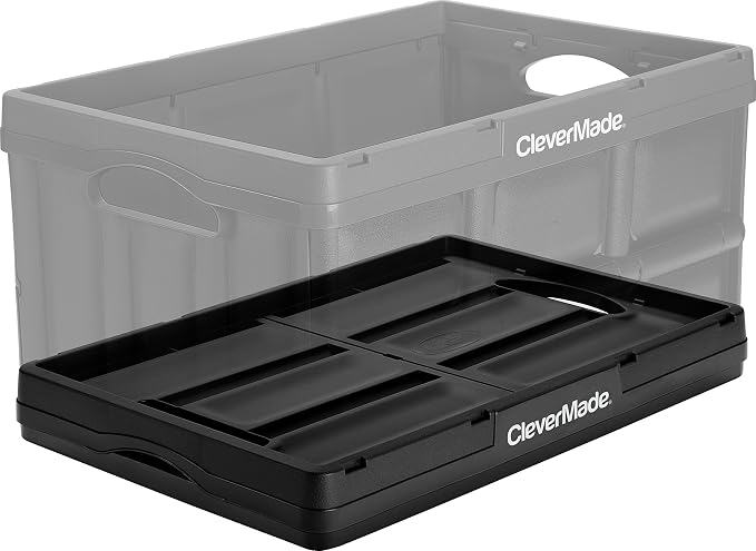CleverMade Collapsible Storage Bin, 46L Crate, Holds Up to 75 lb, Black