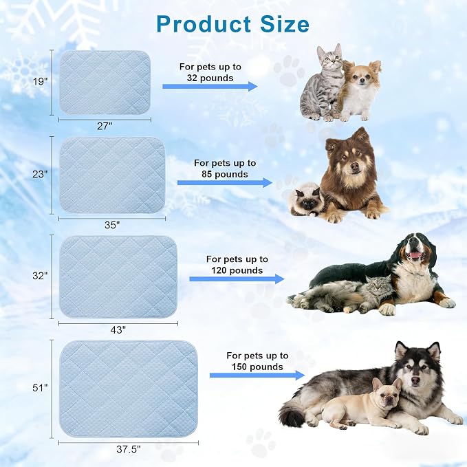 Cooling Mat for Dogs, 27.5"x 20" Thick & Durable Dog Cooling Mat, Q-MAX>0.45, Double-Sided Cooling Pet Pad for Cats, Portable & Washable Dog Cooling Mat for Crate, Couch & Car