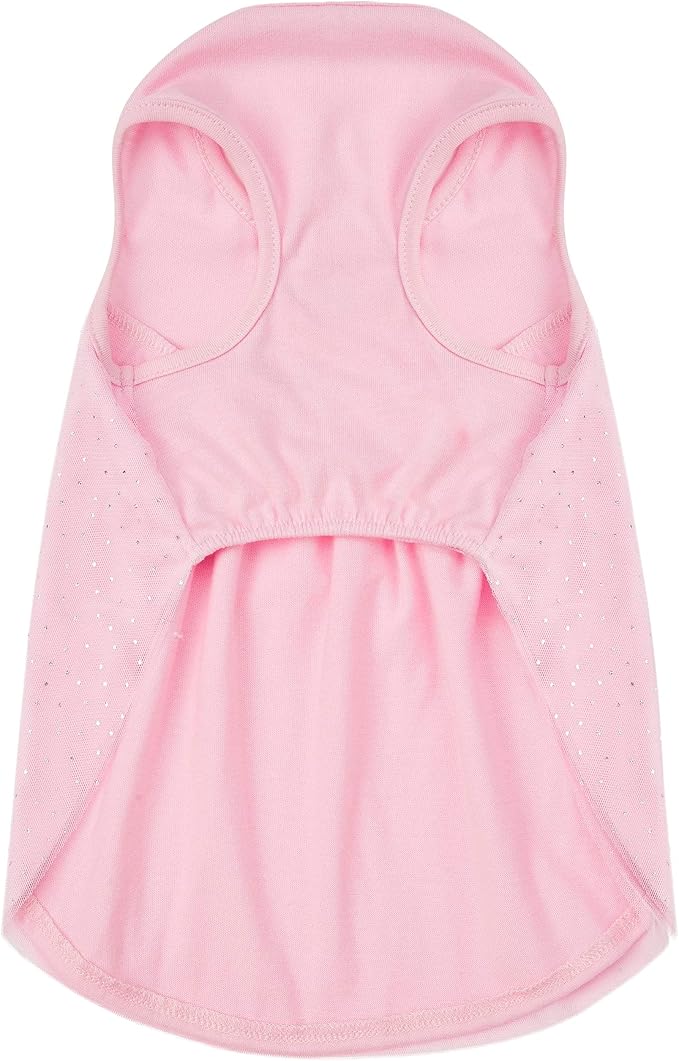 Blueberry Pet My Little Princess Cotton Blend Dog Tulle Dress in Lovely Pink with Heart, Back Length 10", Pack of 1 Clothes for Dogs