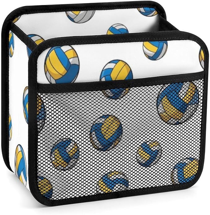 Car Seat Back Organizer Pu Leather Vehicle Backseat Storage Box, Yellow | Blue White Volleyball, Auto Hanging Pouch with Adjustable Strap PU Leather Trash Bags Travel Accessories