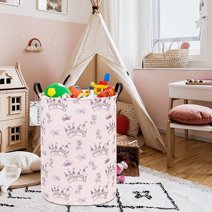 Castle Storage Bin Foldable Nursery Basket | Foldable with Waterproof PE Coating Organizer Bin for Kids Boys and Girls,Office,Bedroom,Clothes