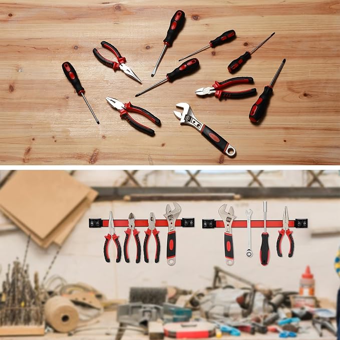 Mayouko 12" Magnetic Tool Holder Strip, 6 Packs, Metal Magnet Tool Organizer Bars for Garage, Workshop, Magnetic Strip for Tools