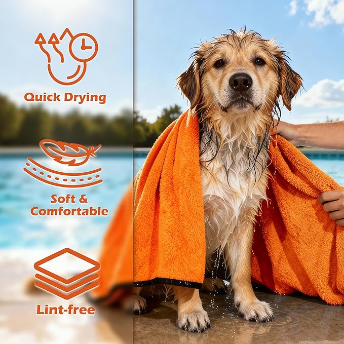 MICOOYO Dog Towels for Drying Dogs 3 Pack, Ultra Absorbent Microfiber Pet Bath Blanket | Quick Dry Towel for Dogs and Cats, 28"x40", L