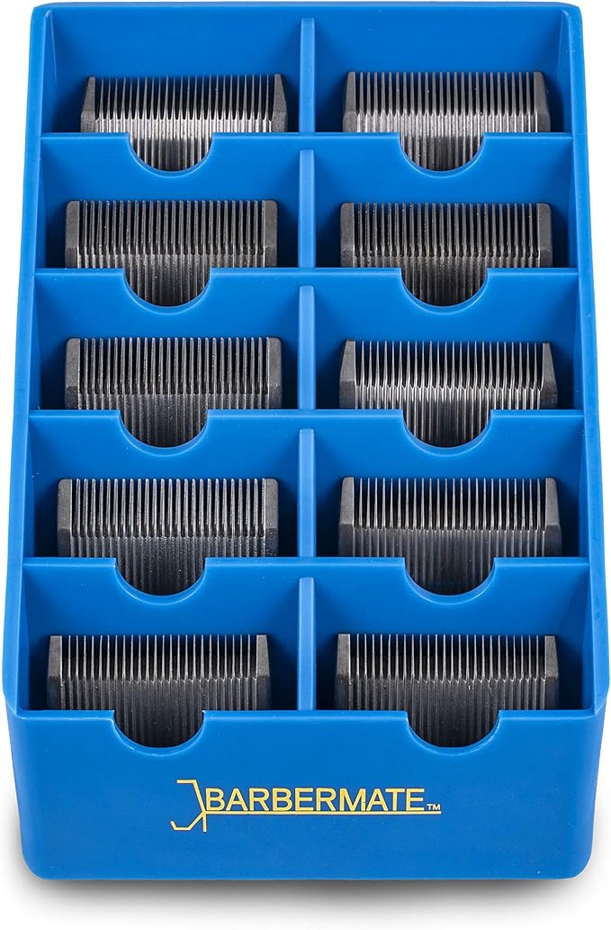 4 Pack BarberMate® Blade Rack Storage Tray - Holds 10 Clipper Blades (Blue)