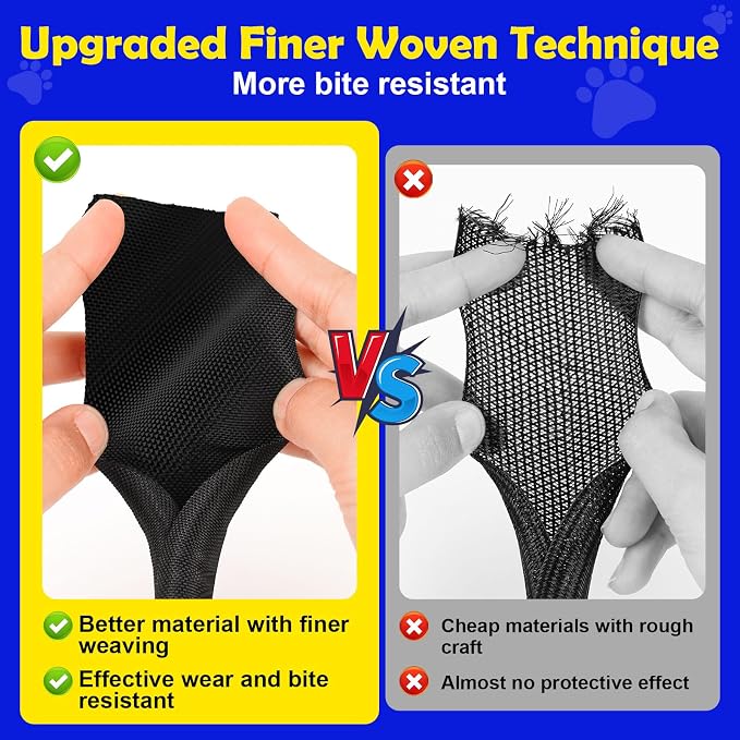 UOMTFAI Cord Protector from Pets No Chew 1” 10ft Cable Sleeve Black | Wire Protector, Cord Sleeve, Cord Management for HDMI, Charging Cable, USB