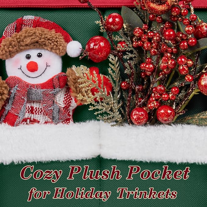 Christmas Ornament Storage Box with Adjustable Dividers Zippered Top Stores up to 128 Holiday Ornaments (3 Inch) Xmas Ball Decorations Organizer Storage Container Bin