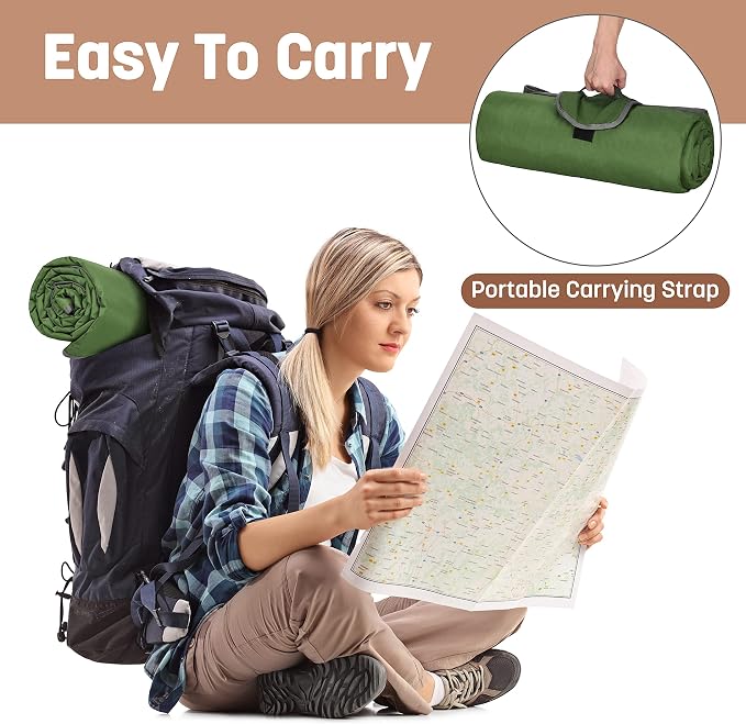 Tirrinia Waterproof Outdoor Blanket with Sherpa Lining, Windproof Foldable